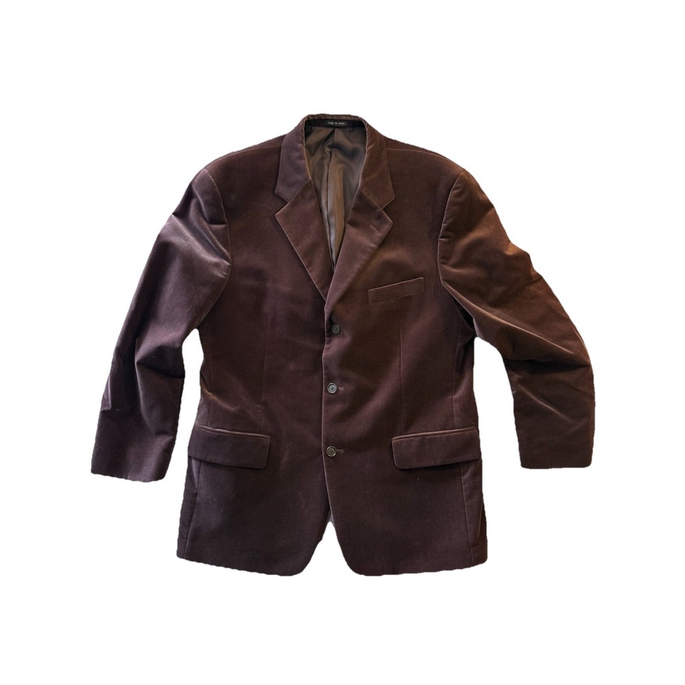 Alfani Brown Velvet Blazer Mens 42R Sport Coat 100% Cotton Jacket